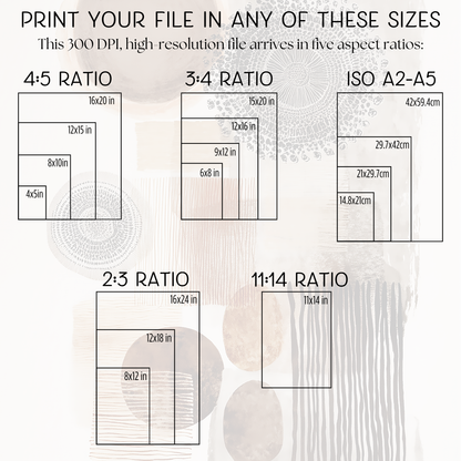 Printable Wabi Sabi Overlapping Shapes Art Print