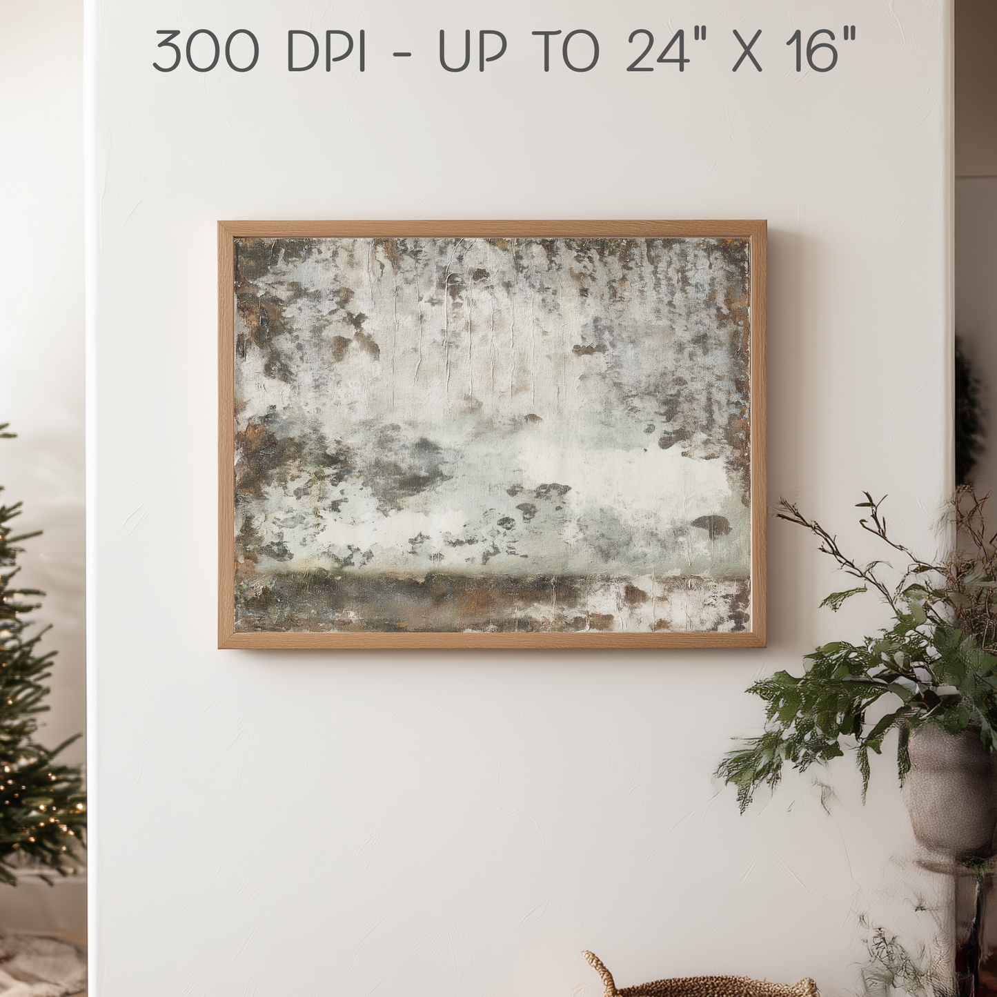 Printable Wabi Sabi Landscape Wall Art, White and Bronze