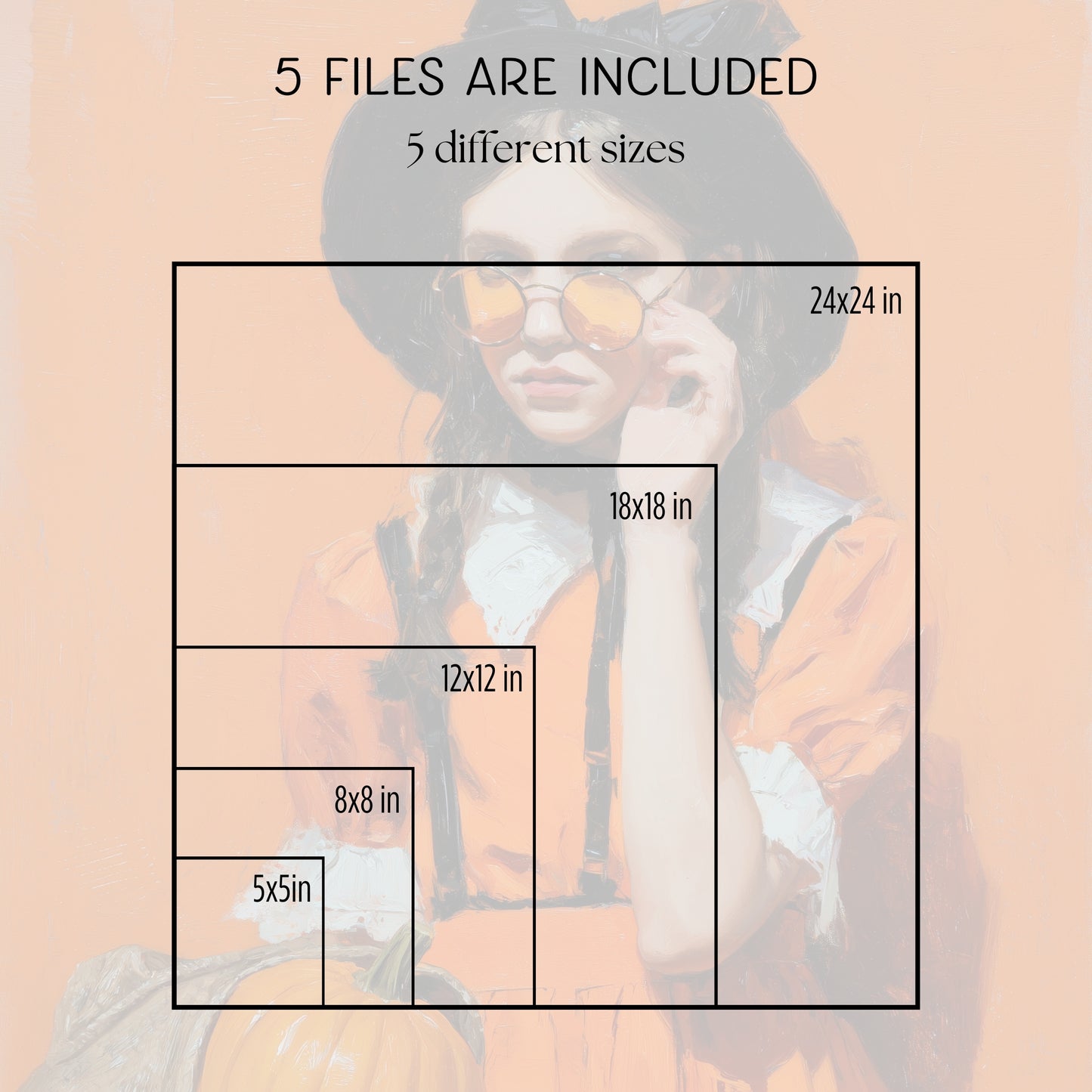 Halloween Costume Party Art: Orange Printable Portrait (Digital Download, 5 Sizes Included)