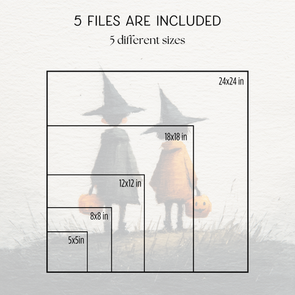 Halloween Printable Trick or Treat Wall Art, Original Artwork with 5 Aspect Ratios Included, Instant Digital Download, Printable Art