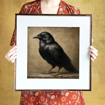 Vintage Halloween Crow Print: Fall Wall Art (Digital Download, 5 Sizes Included)