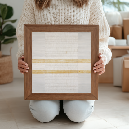 Printable Minimalist Wabi Sabi White and Gold Geometric Art Print