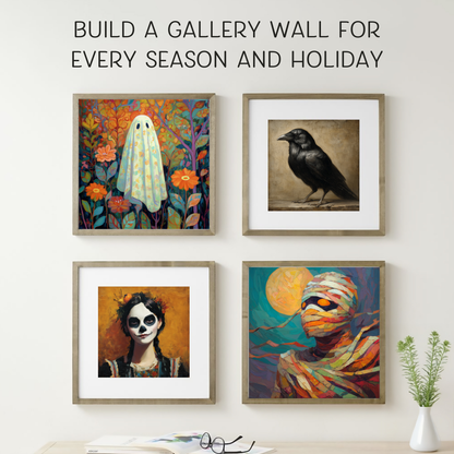 Halloween Witch Portrait Art Print: Spooky Wall Decor (Digital Download, 5 Sizes Included)