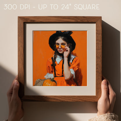 Halloween Costume Party Art: Orange Printable Portrait (Digital Download, 5 Sizes Included)