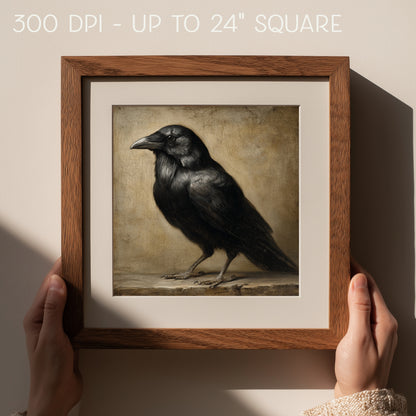 Vintage Halloween Crow Print: Fall Wall Art (Digital Download, 5 Sizes Included)