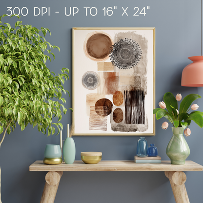 Printable Wabi Sabi Overlapping Shapes Art Print