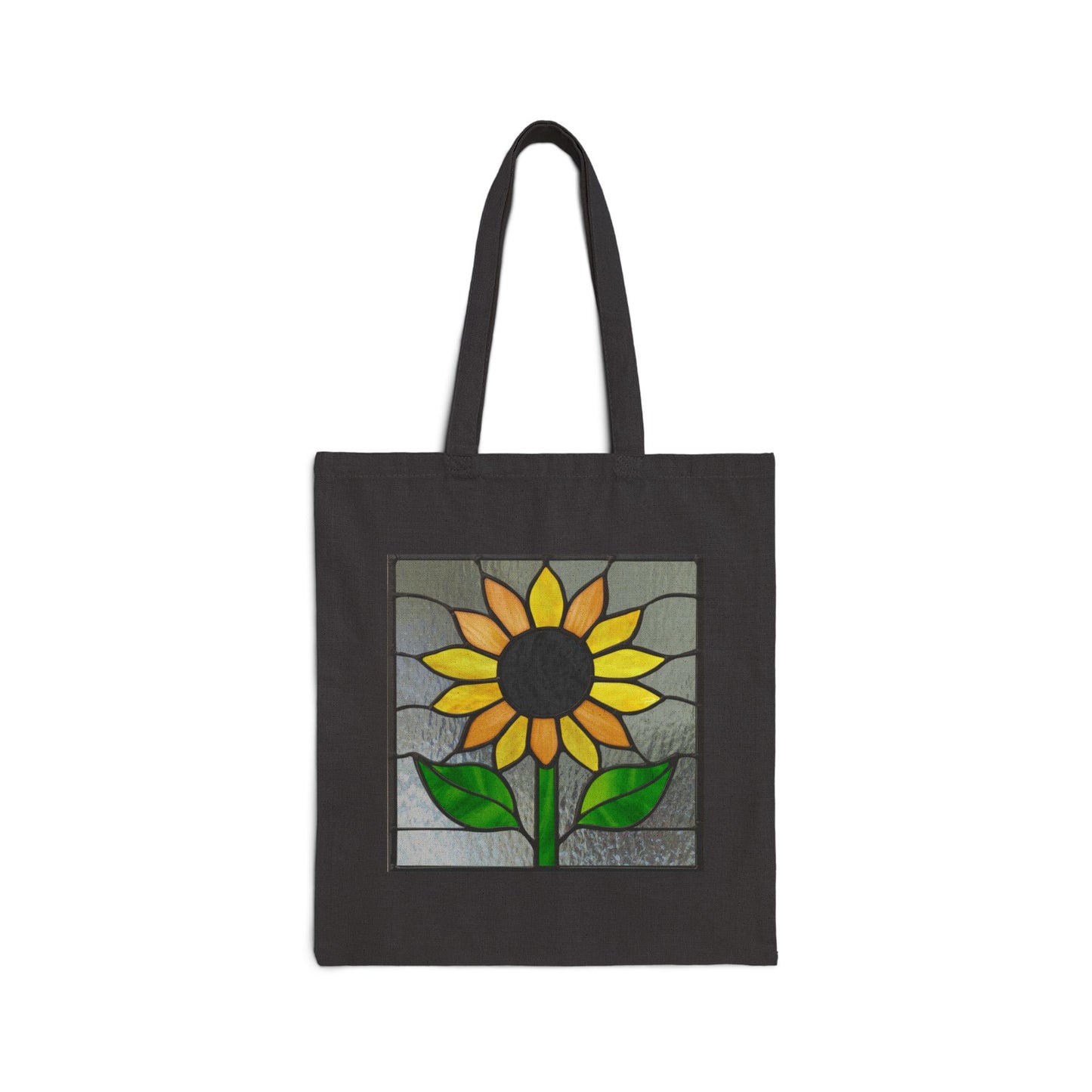 Stained Glass Sunflower Cotton Canvas Tote Bag