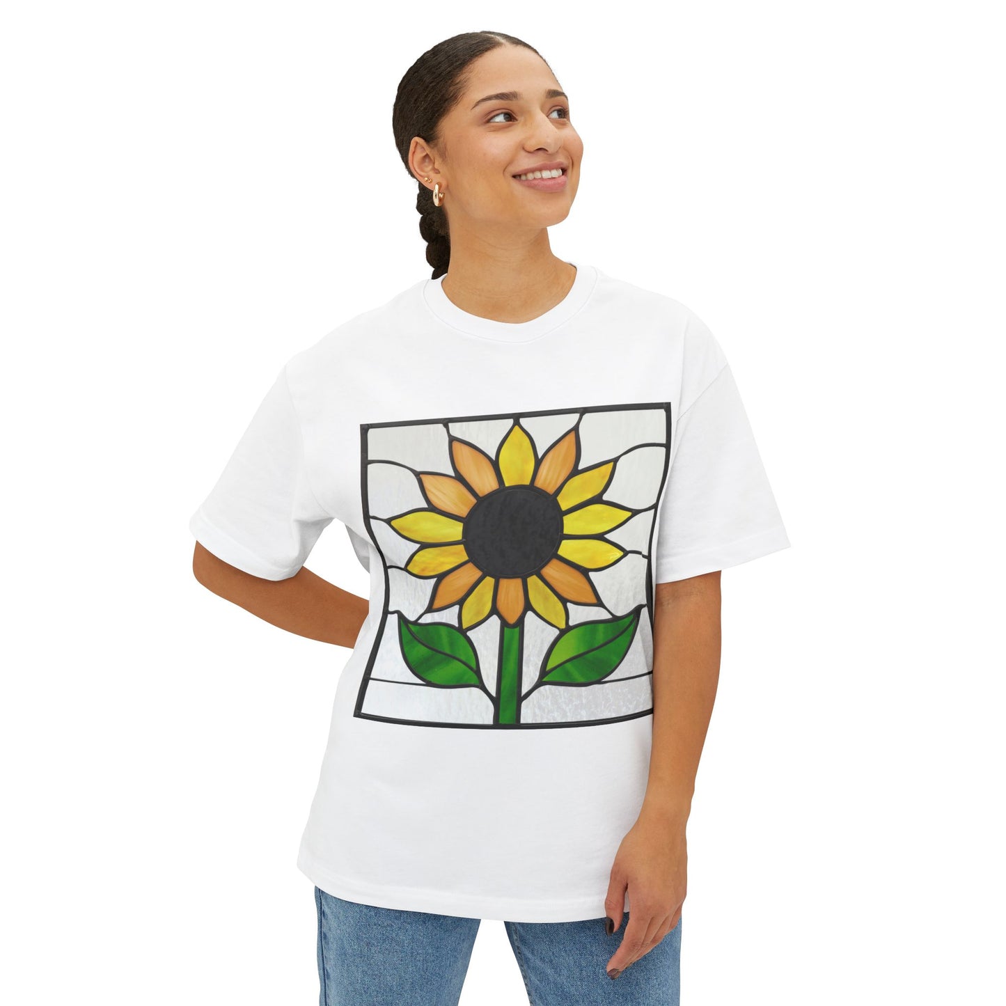 Stained Glass Sunflower Oversized Tee Shirt