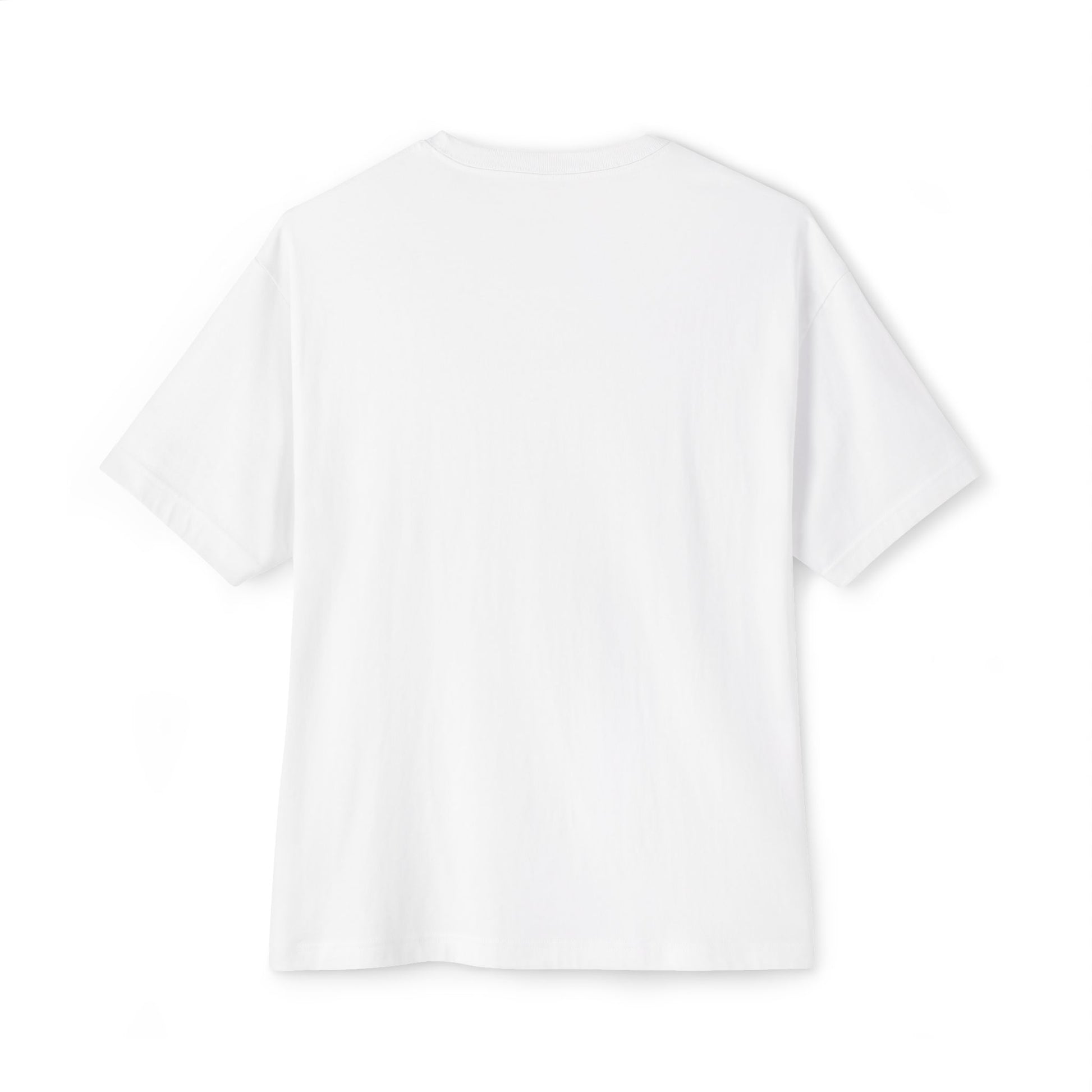 A white Stained Glass Turtle Oversized Tee Shirt viewed from the back, showcasing its short sleeves and absence of any visible designs or logos.