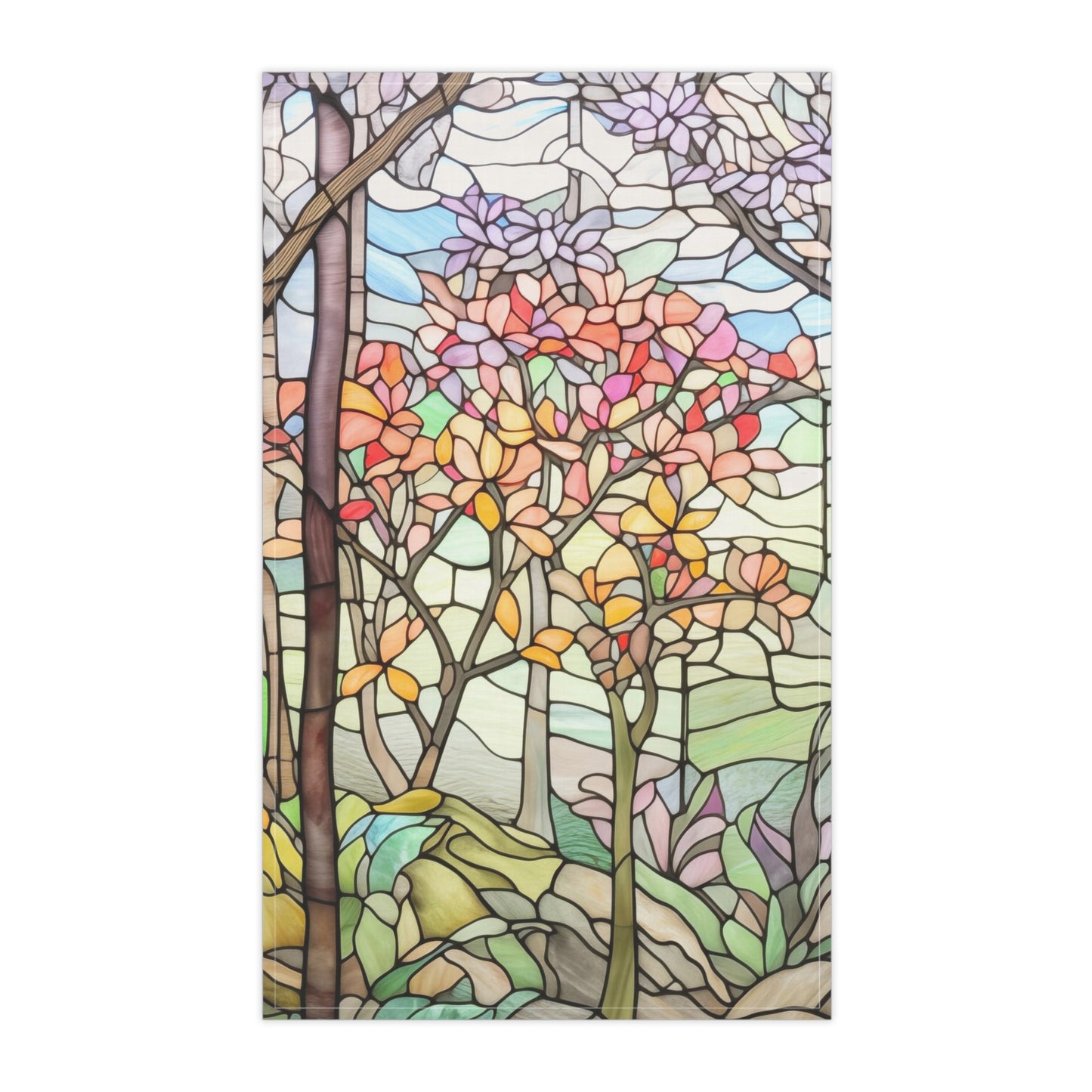 Stained Glass Spring Forest Kitchen Tea Towels