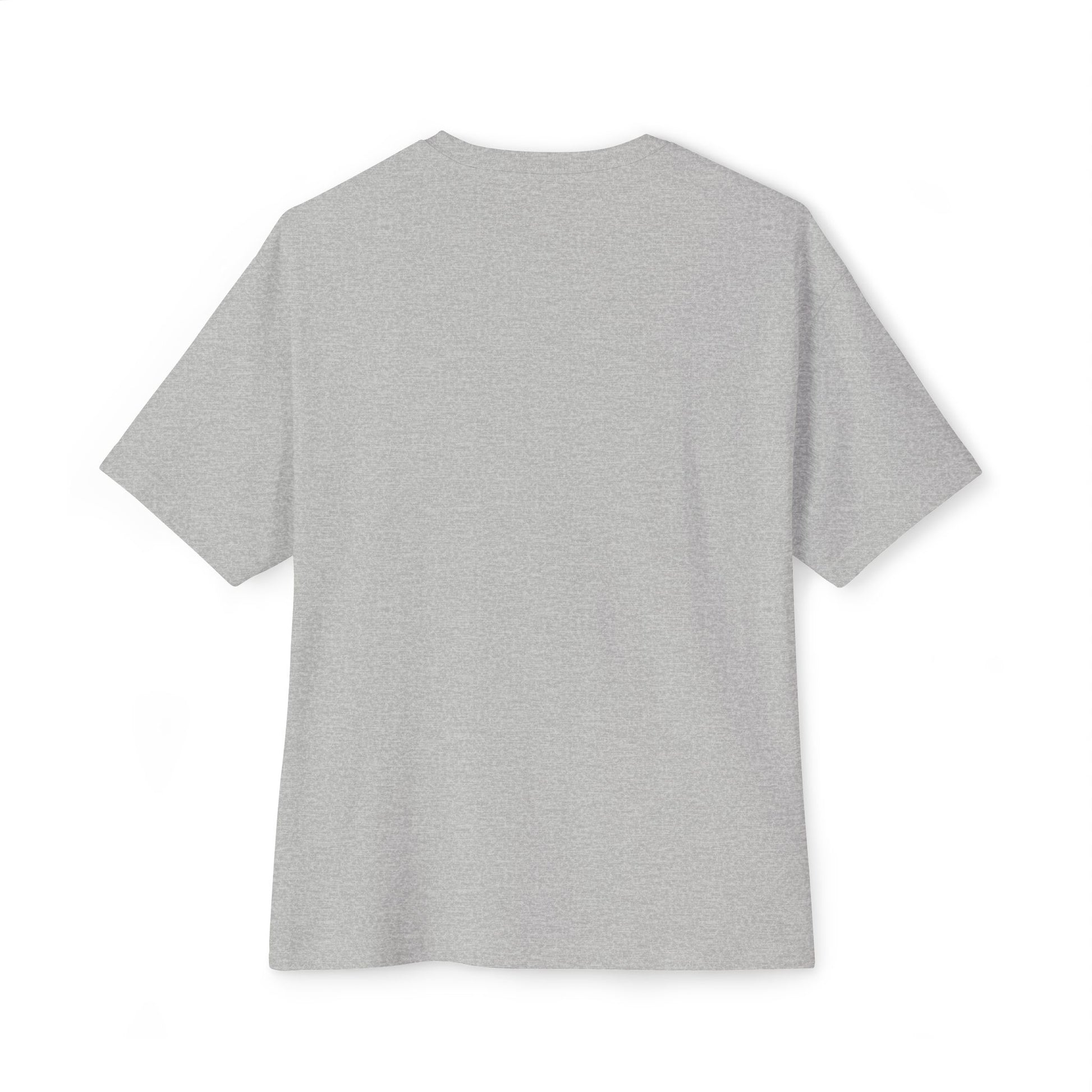 Back view of a light gray Stained Glass Botanical Raindrop Oversized Tee Shirt against a white background. The T-shirt has short sleeves and no visible logos or designs.