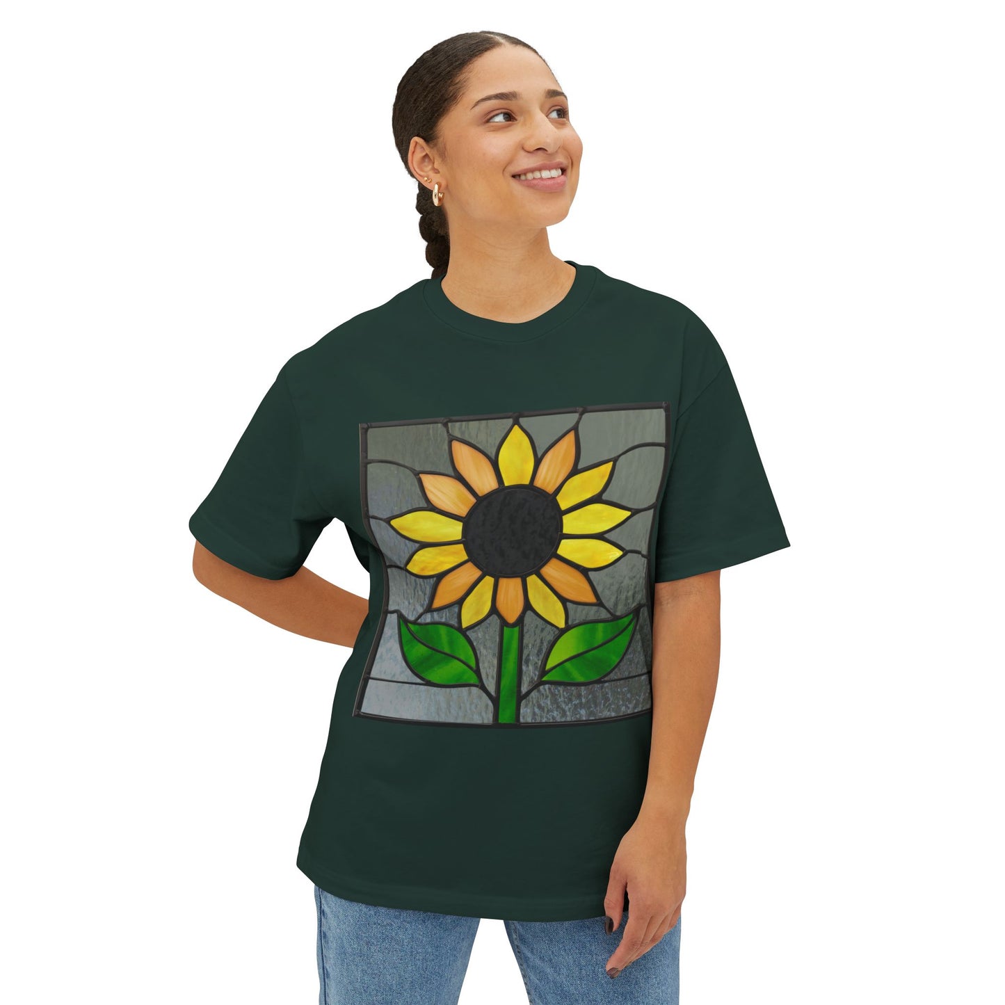 Stained Glass Sunflower Oversized Tee Shirt