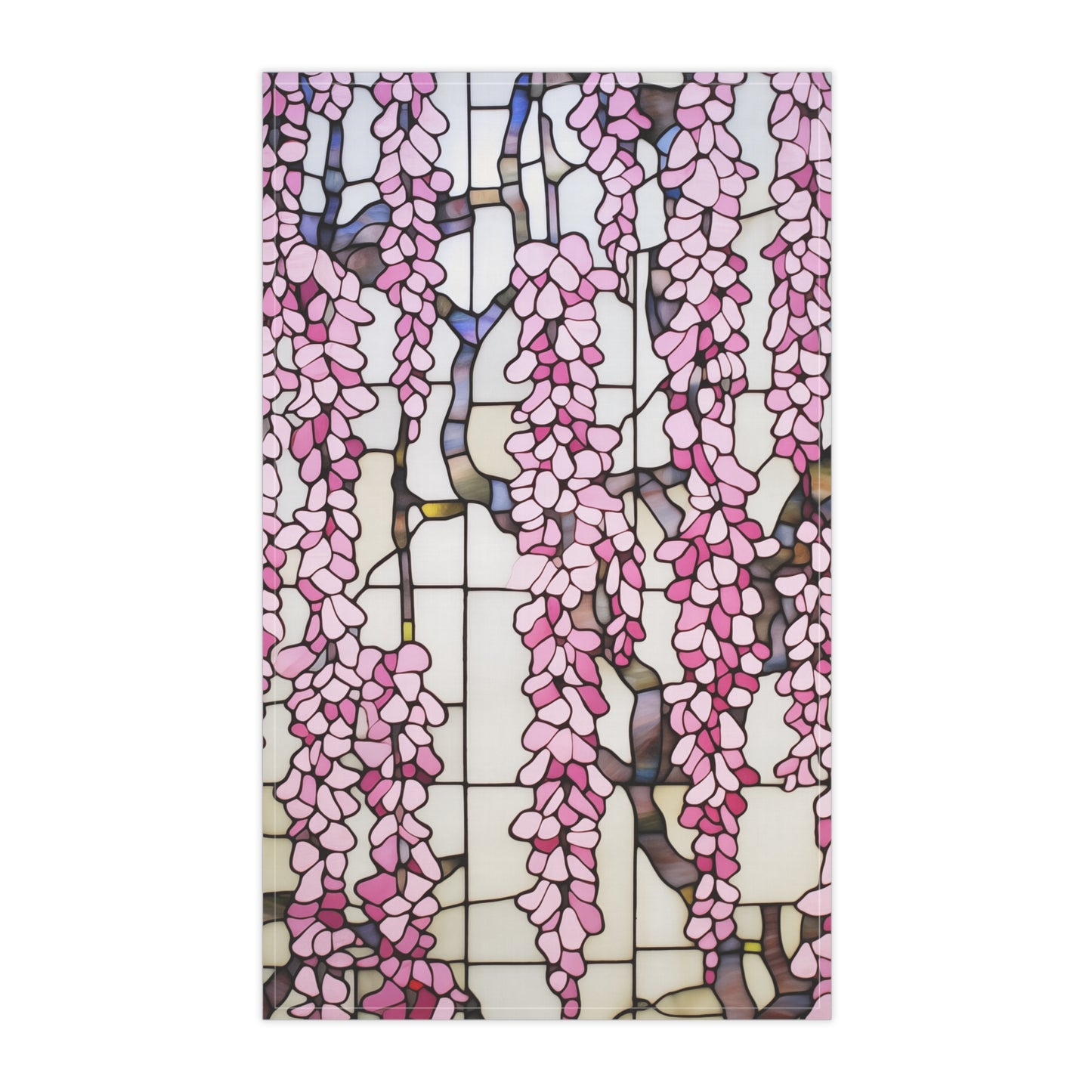 Stained Glass Pink Wisteria Kitchen Towel - 18x30"