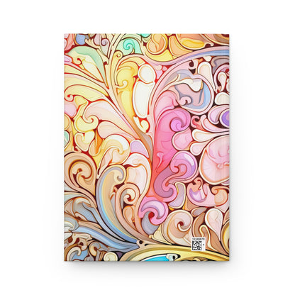 A picture of the Rainbow Paisley Stained Glass Hardcover Journal from GlassyRock Arts. 