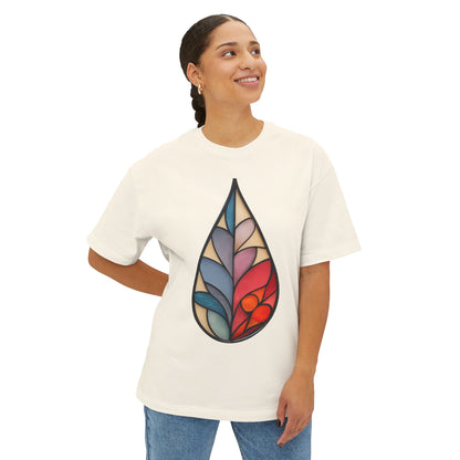 Stained Glass Botanical Raindrop Oversized Tee Shirt