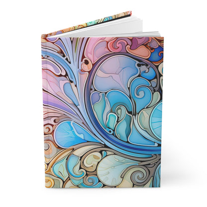 A picture of the Rainbow Paisley Stained Glass Hardcover Journal from GlassyRock Arts. 