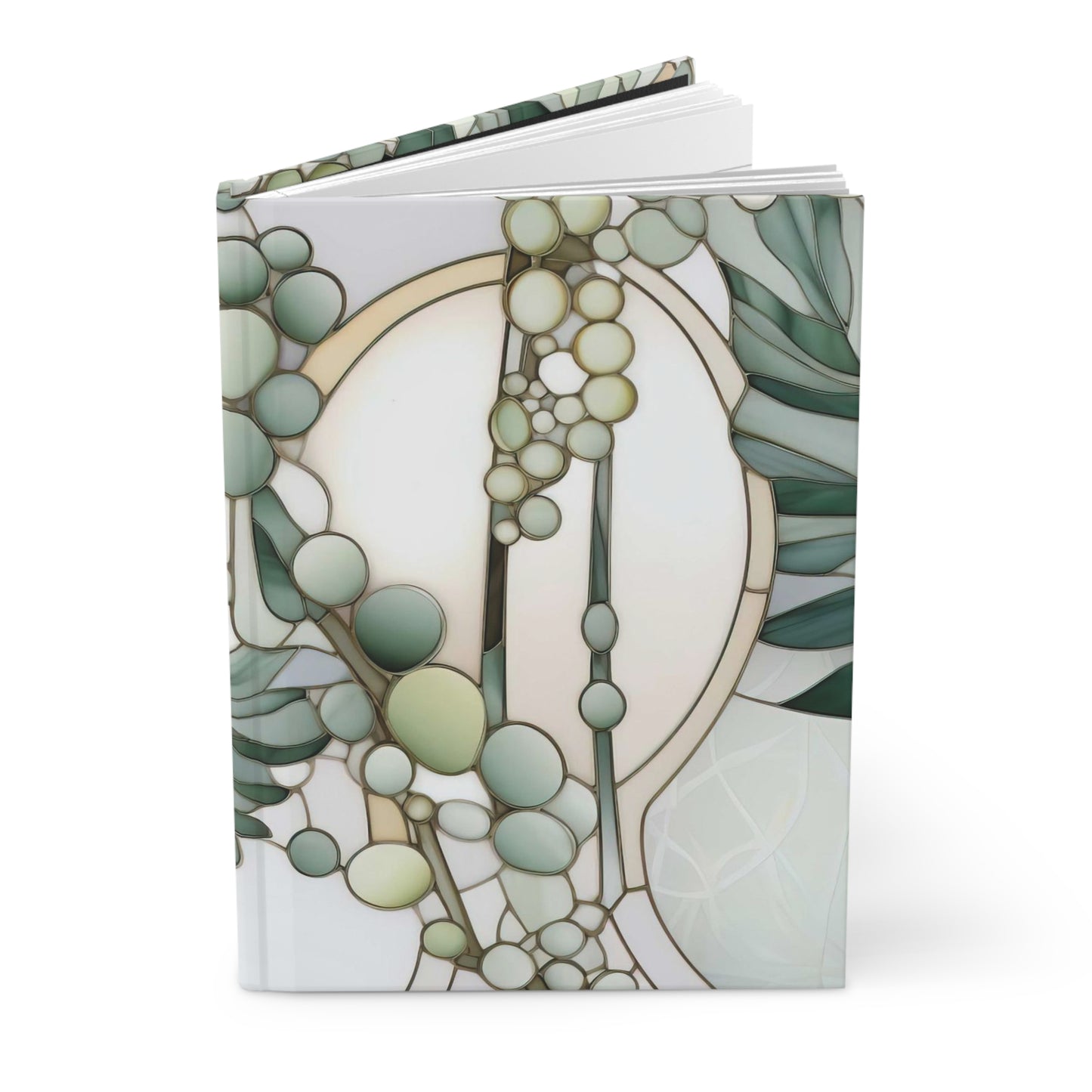 Retro Stained Glass Ferns Hardcover Journal