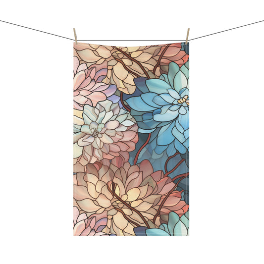 Stained Glass Flowers Kitchen Towel