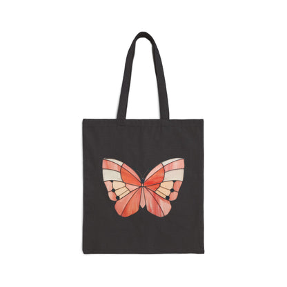 Stained Glass Spring Butterfly Cotton Canvas Tote Bag