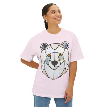 Stained Glass Polar Bear Oversized Tee Shirt