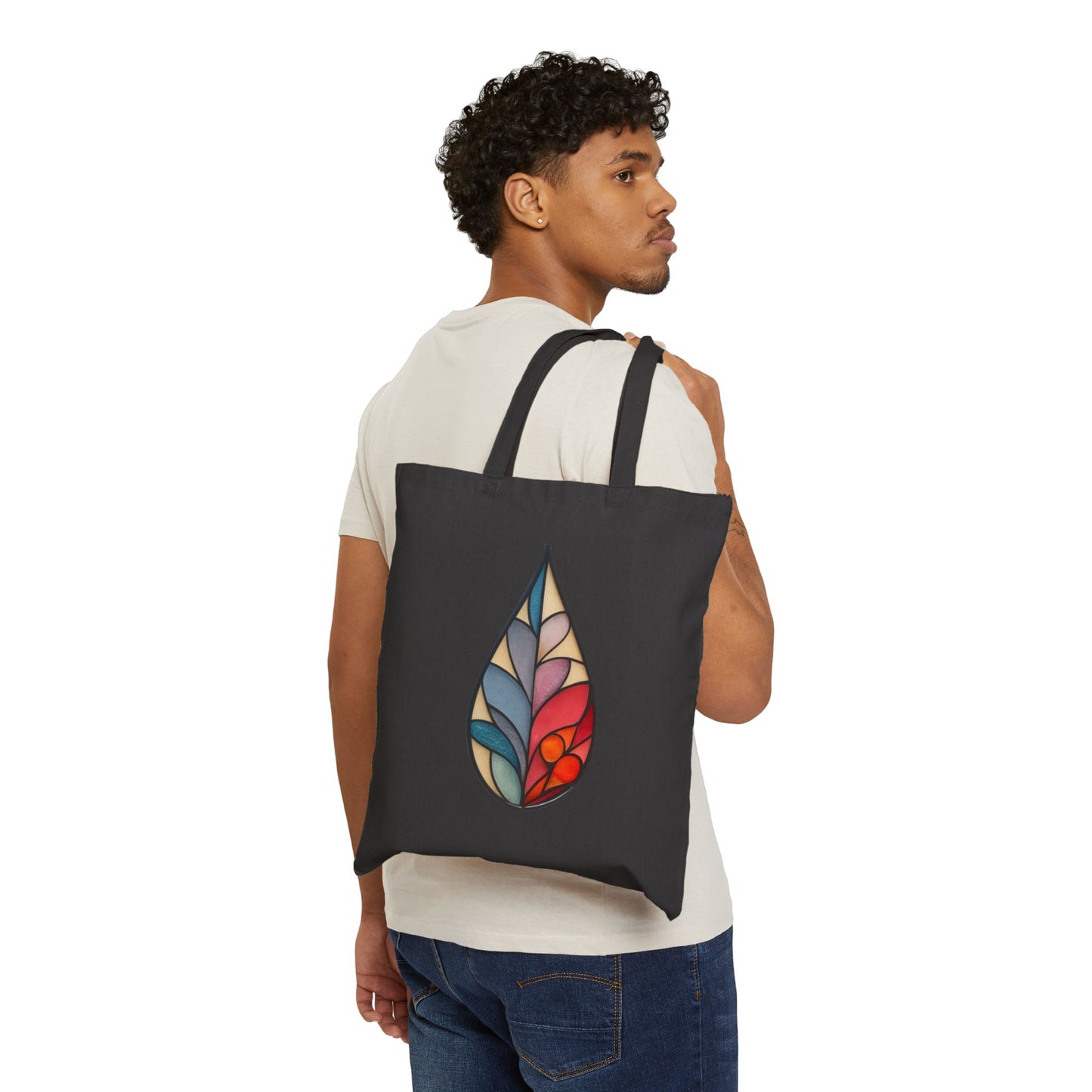 Stained Glass Raindrop Cotton Canvas Tote Bag