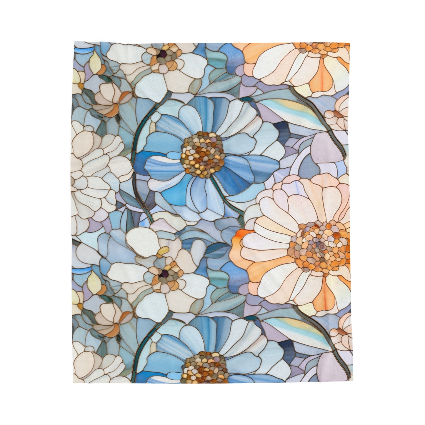Stained Glass Flowers Velveteen Soft Plush Blanket