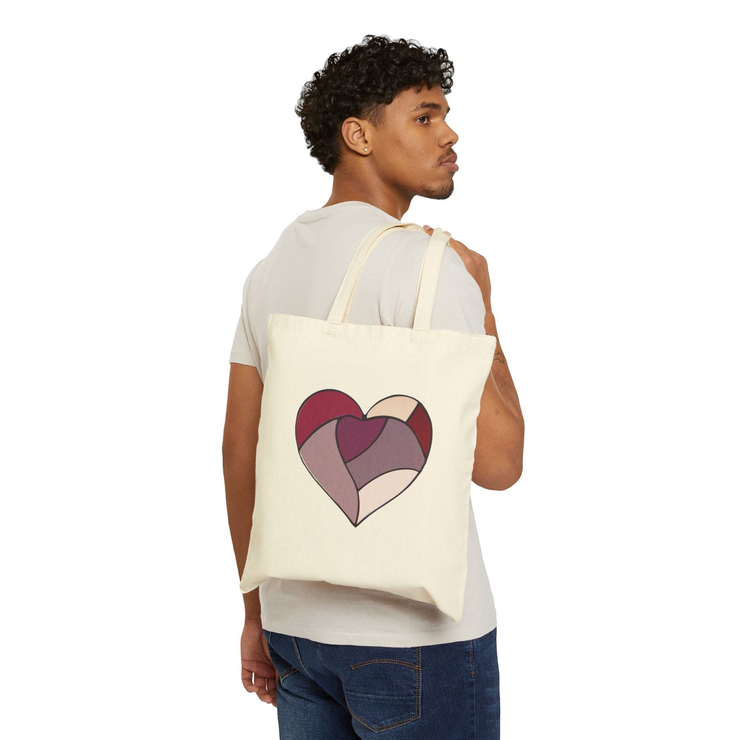 Stained Glass Heart Cotton Canvas Tote Bag