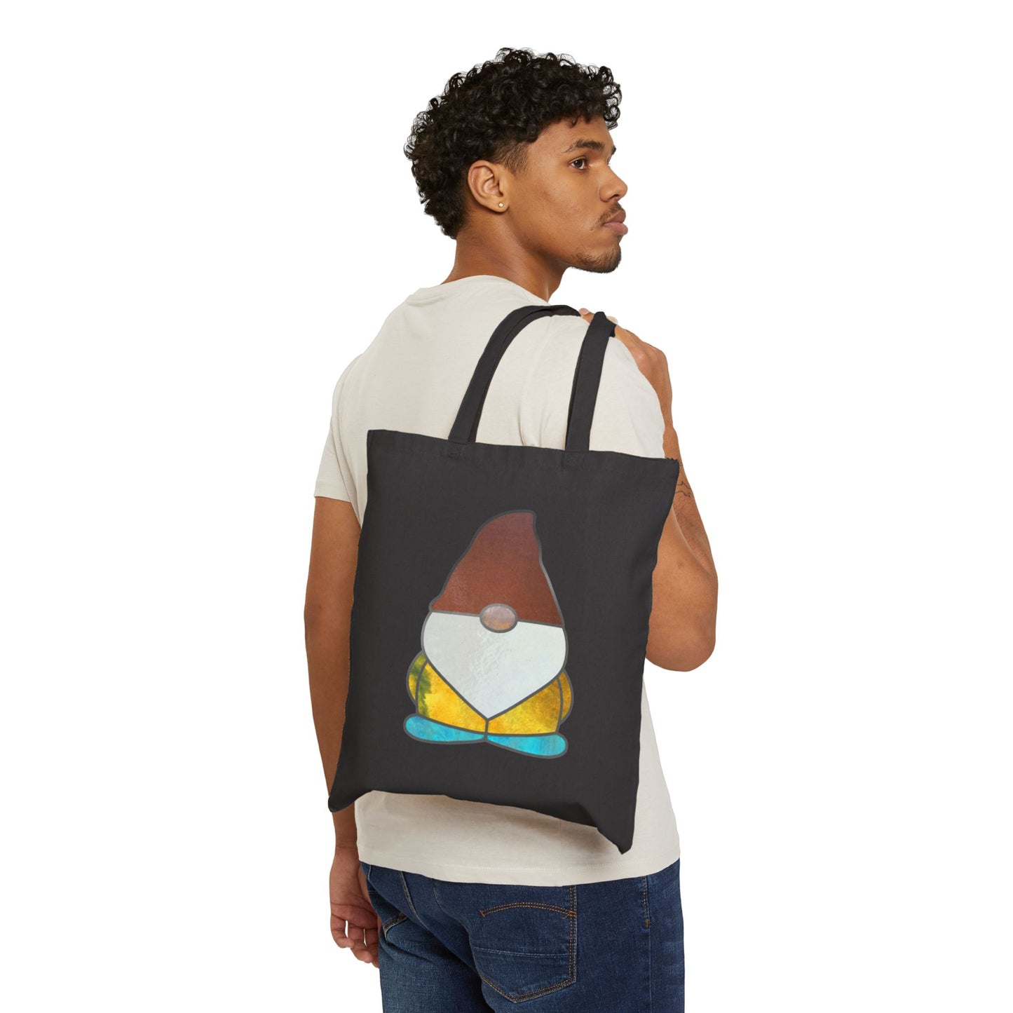 Stained Glass Gnome Cotton Canvas Tote Bag