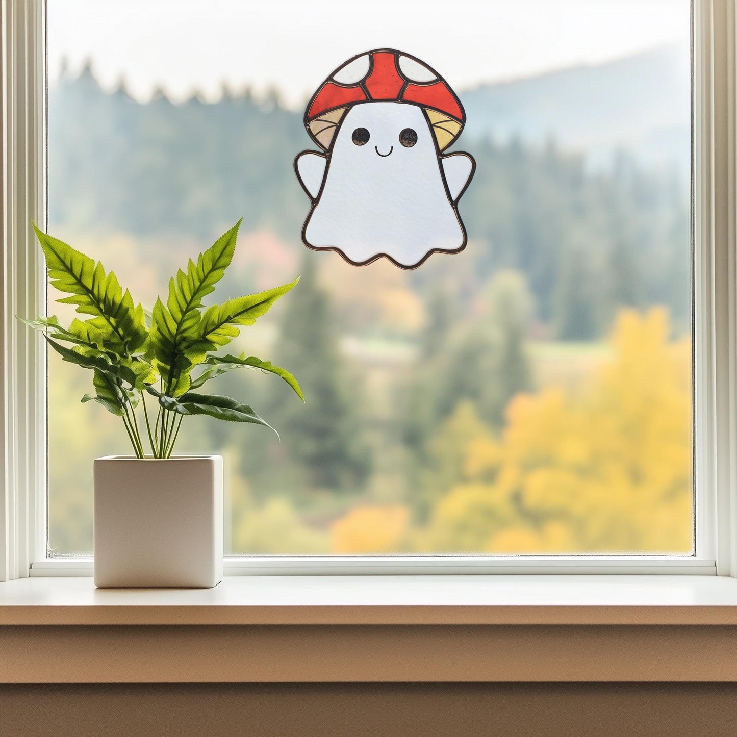 Four Ghost Stained Glass Patterns: Halloween Suncatcher Template (PDF & PNG)