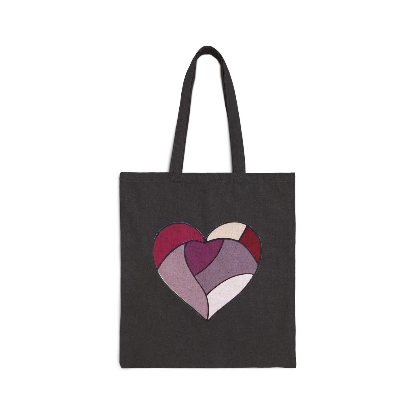 Stained Glass Heart Cotton Canvas Tote Bag