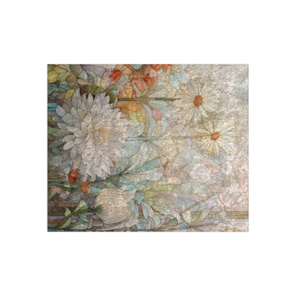 Stained Glass Spring Flowers Crushed Velvet & Fleece Blanket - 50x60"