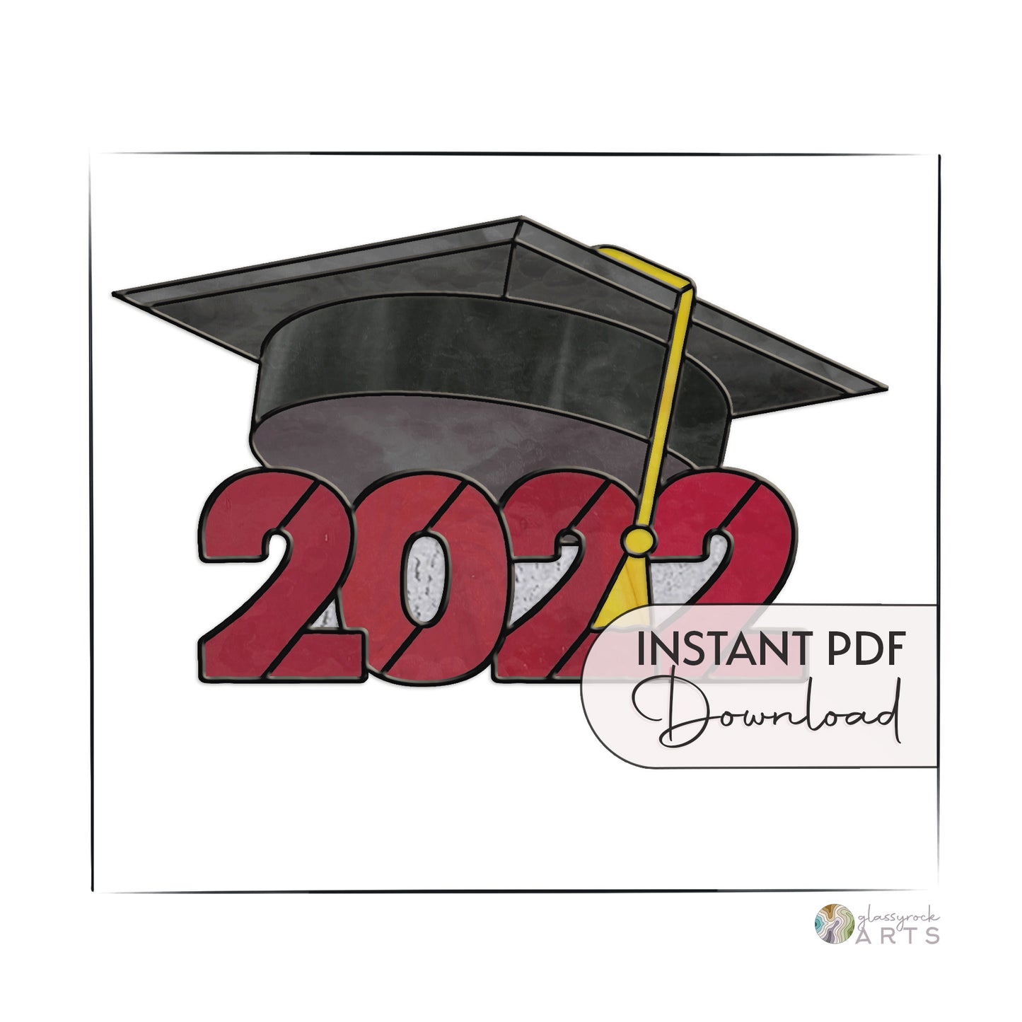 Class of 2022 Graduate Cap Stained Glass Pattern