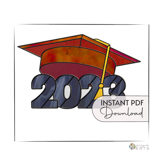 Class of 2023 Graduate Cap Stained Glass Pattern