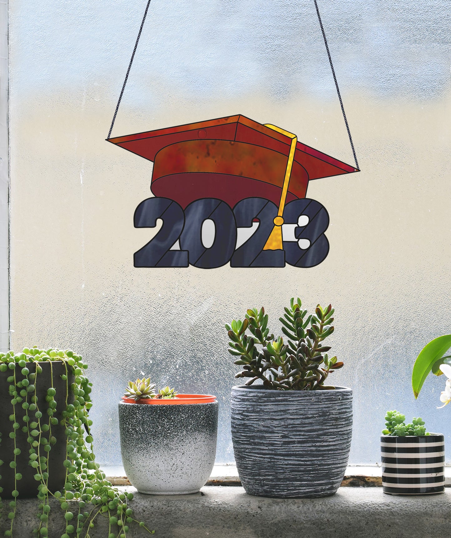 Class of 2023 Graduate Cap Stained Glass Pattern