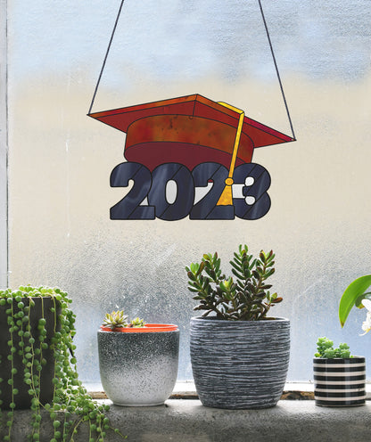 Class of 2023 Graduate Cap Stained Glass Pattern