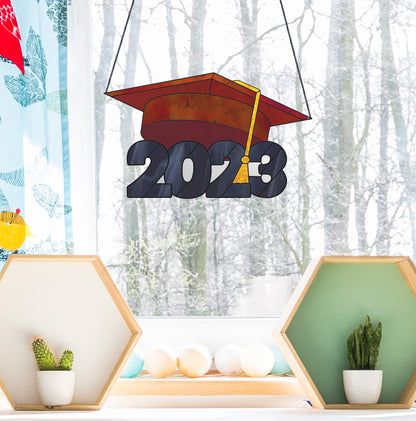 Class of 2023 Graduate Cap Stained Glass Pattern