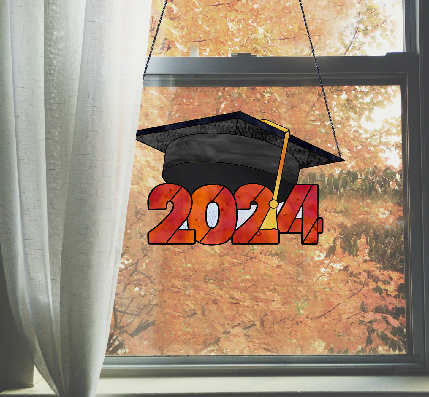 Class of 2024 Graduate Cap Stained Glass Pattern
