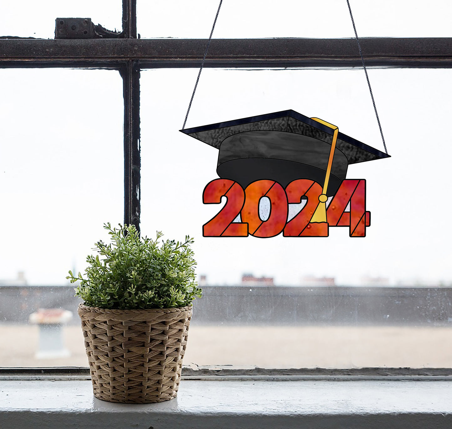 Class of 2024 Graduate Cap Stained Glass Pattern