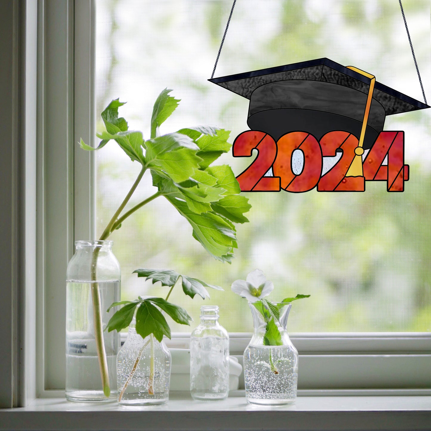 Class of 2024 Graduate Cap Stained Glass Pattern