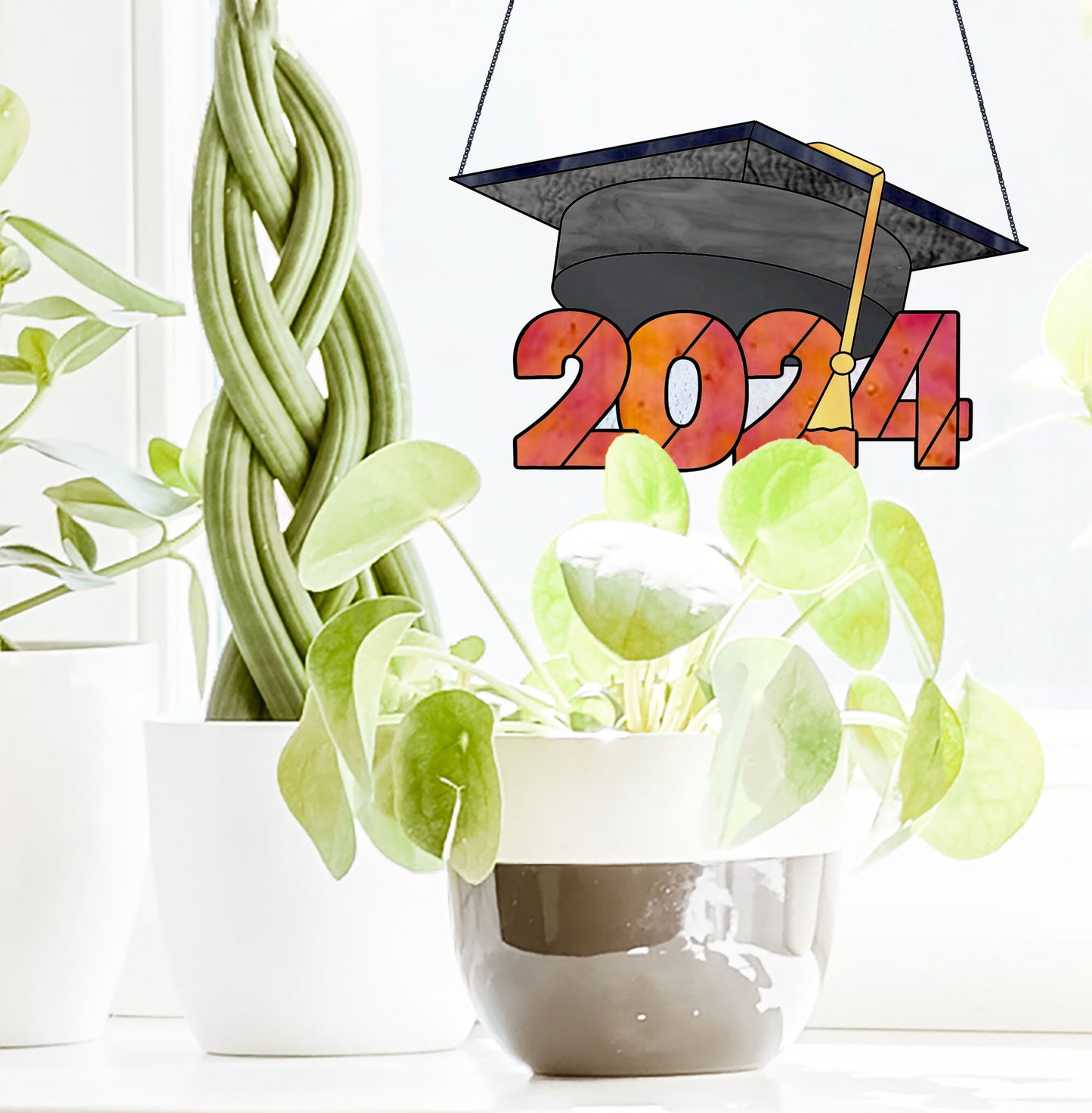 Class of 2024 Graduate Cap Stained Glass Pattern