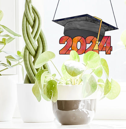 Class of 2024 Graduate Cap Stained Glass Pattern