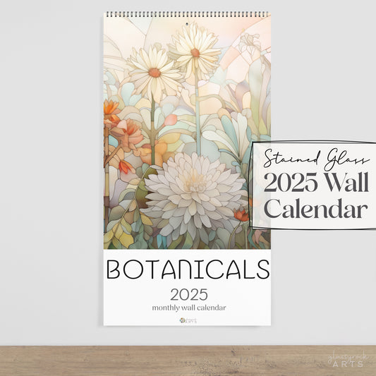 2025 Wall Calendar, Stained Glass Botanicals