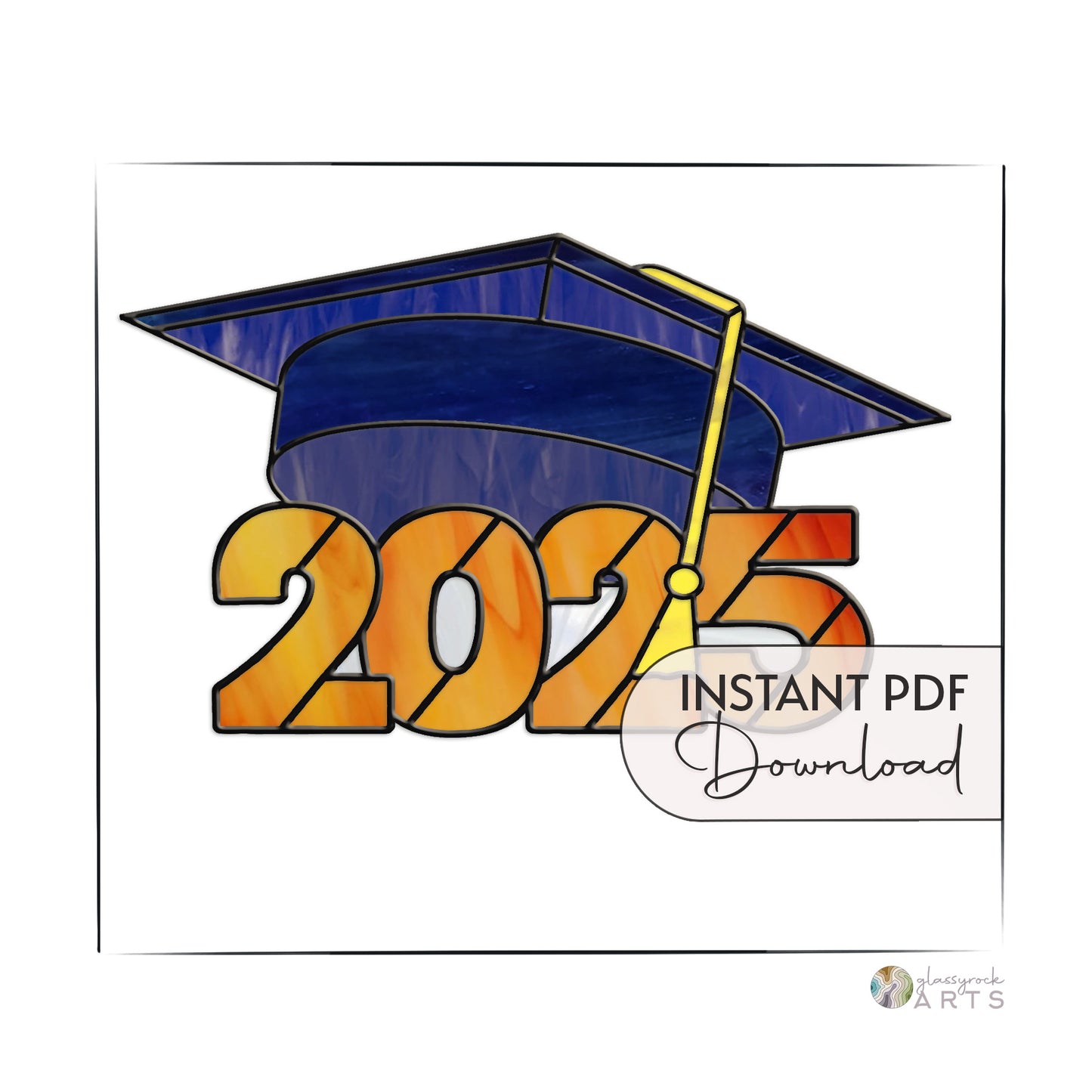 Class of 2025 Graduate Cap Stained Glass Pattern