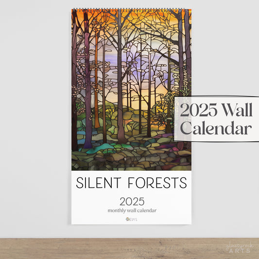 2025 Forests Stained Glass Large Wall Calendar