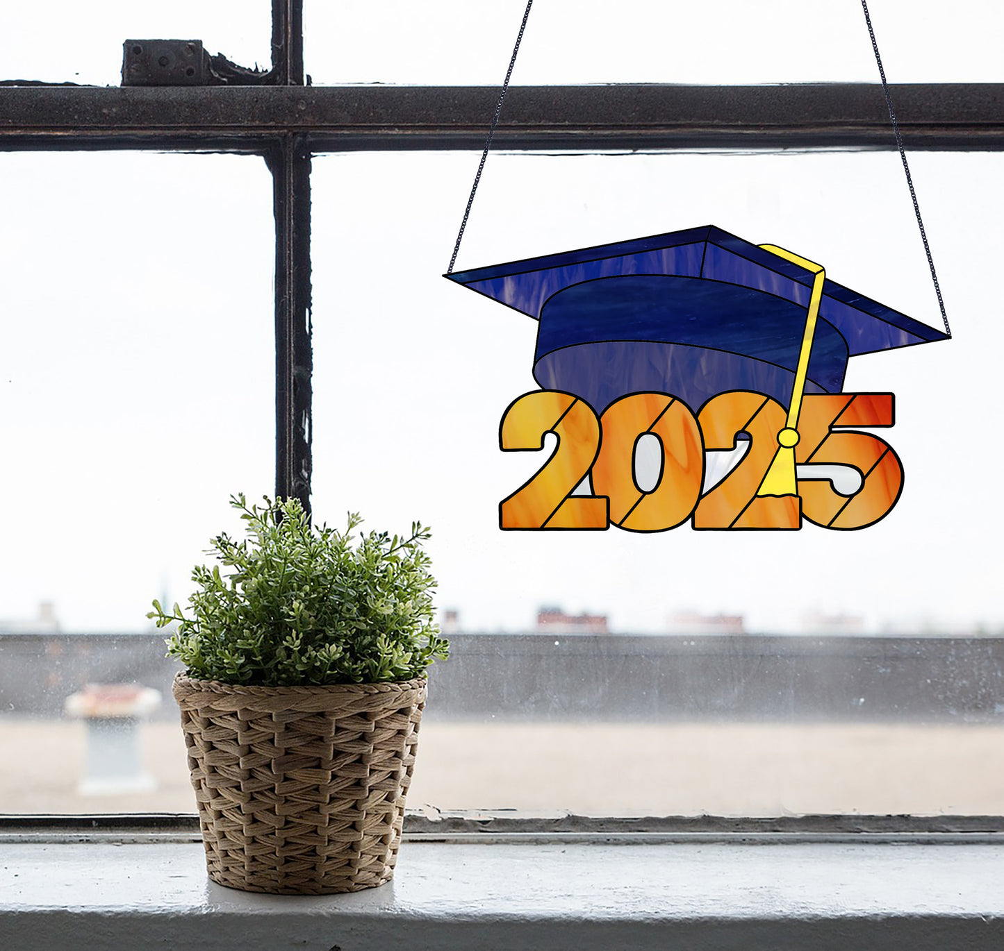 Class of 2025 Graduate Cap Stained Glass Pattern