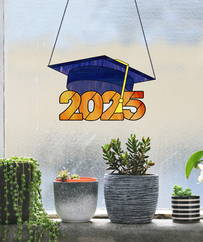 Class of 2025 Graduate Cap Stained Glass Pattern