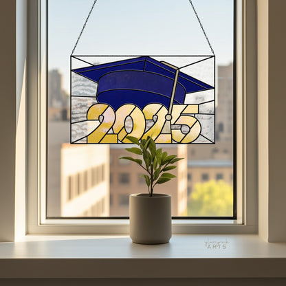 2025 Graduate Cap Panel Stained Glass Pattern