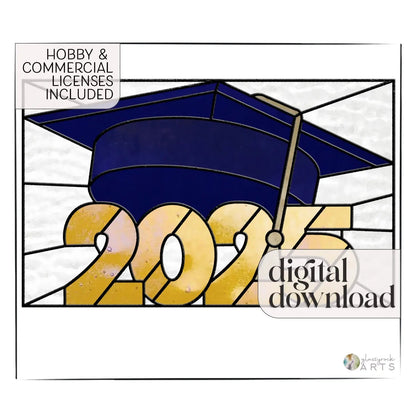 2025 Graduate Cap Panel Stained Glass Pattern