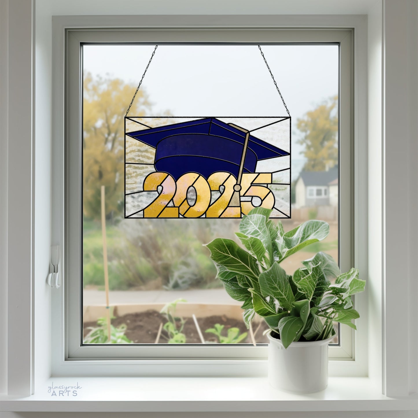 2025 Graduate Cap Panel Stained Glass Pattern