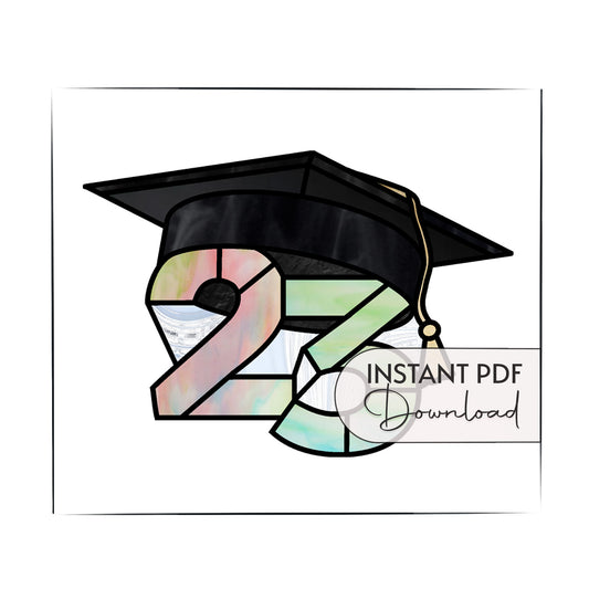 2023 Graduate Cap Stained Glass Pattern